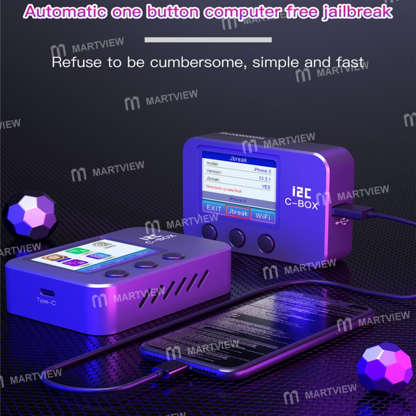 i2C C-BOX Jailbreak Box for Bypass ID Password On iOS Device PC Free / Query WIFI / Bluetooth Addres
