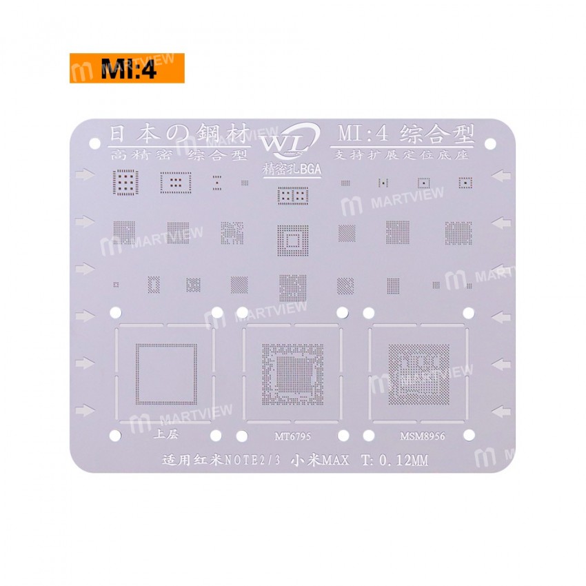 WL Multi-Function BGA Reballing Stencil Plant Tin Steel Net for Xiaomi