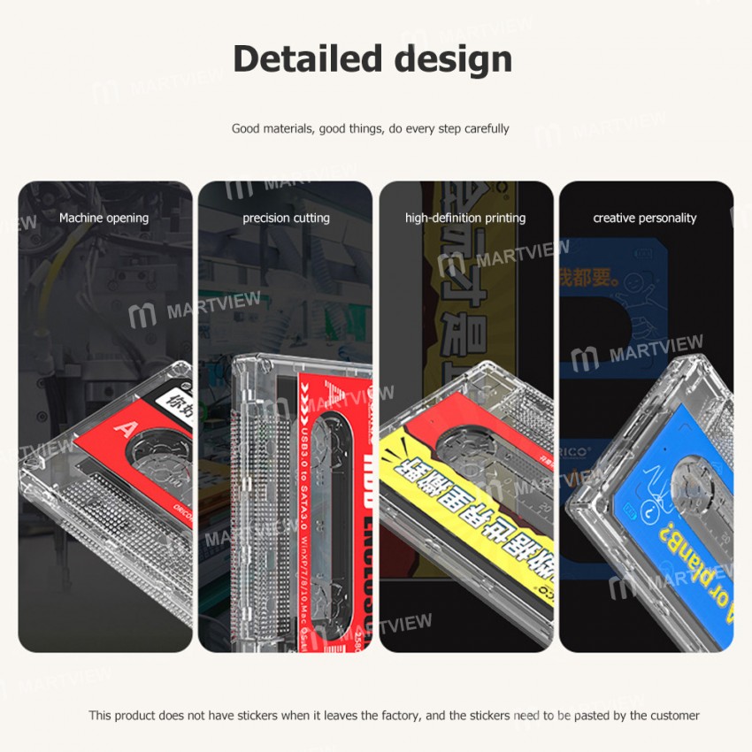 Orico 2.5-inch Max 4TB SATA to USB 3.0 Transparent Retro Tape Type SSD HDD Case