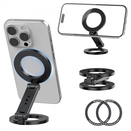 Vrig Foldable Double-Sided Magnetic Desktop Phone Holder for iPhone / Android Phones