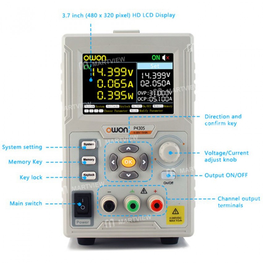 owon p4305-4603-portable-lcd-display-single-channel-linear-programmable-regulated-dc-power-supply-12