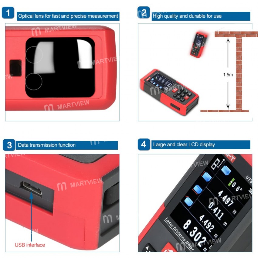 UNI-T UT395C 100M Range Finder Digital Rangefinder Professional Digital Distance Meters USB Measure