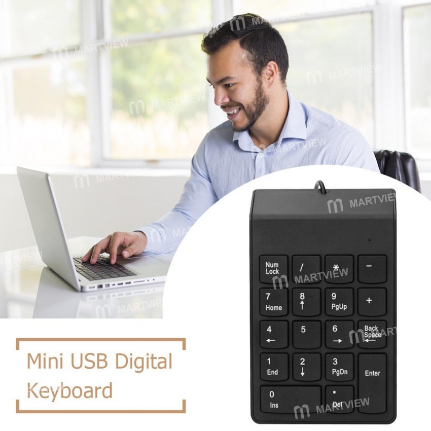 Portable 18 Keys USB Wired Driver-free Mini Digital Keyboard for Desktop Laptop