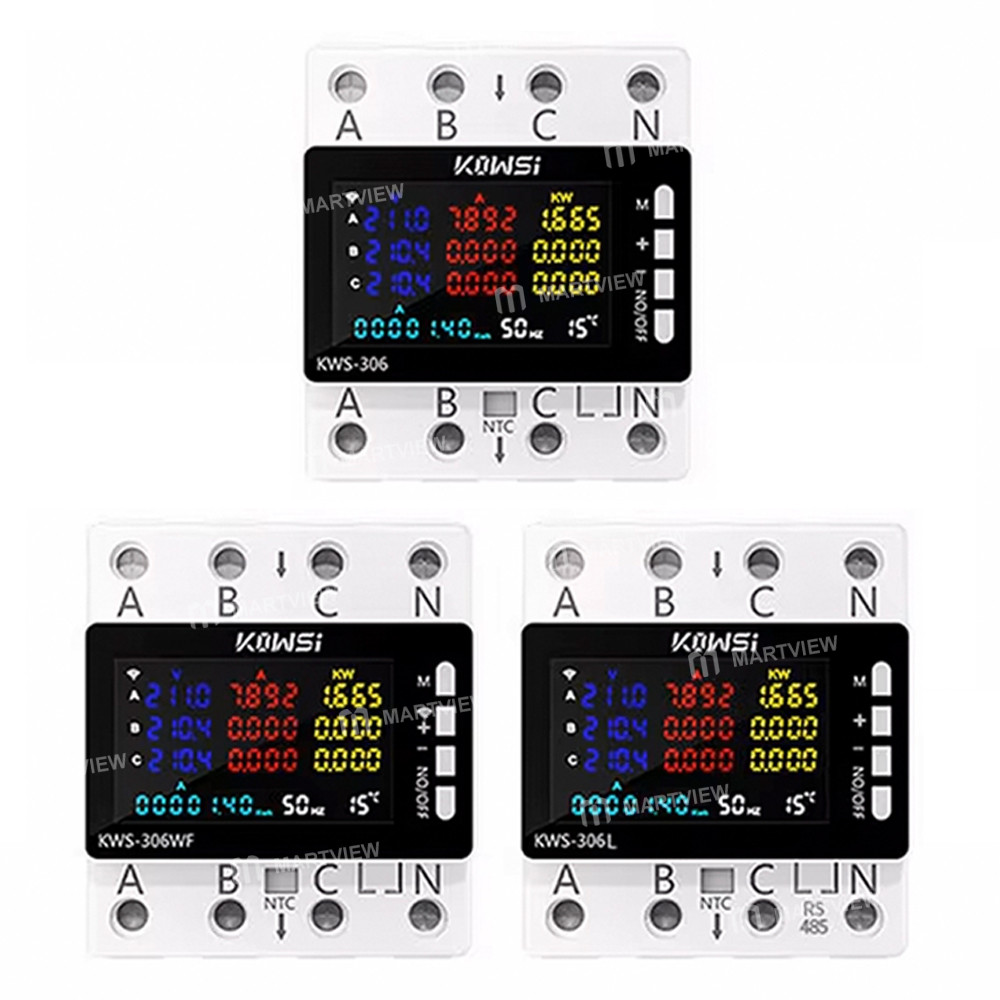 kws 306-series-hd-color-screen-three-phase-four-wire-rail-mounted-multifunction-meter-with-rs485-com