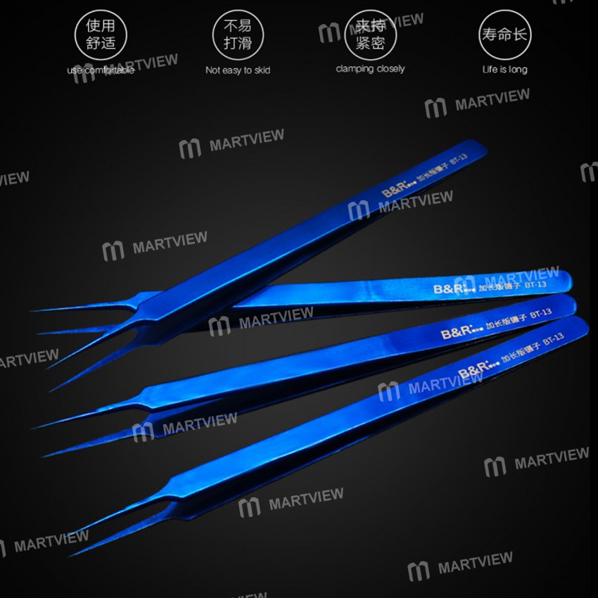 B&R BT-11 BT-12 BT-13 BT-14 Precision Lengthened Anti-static Stainless Steel Tweezer