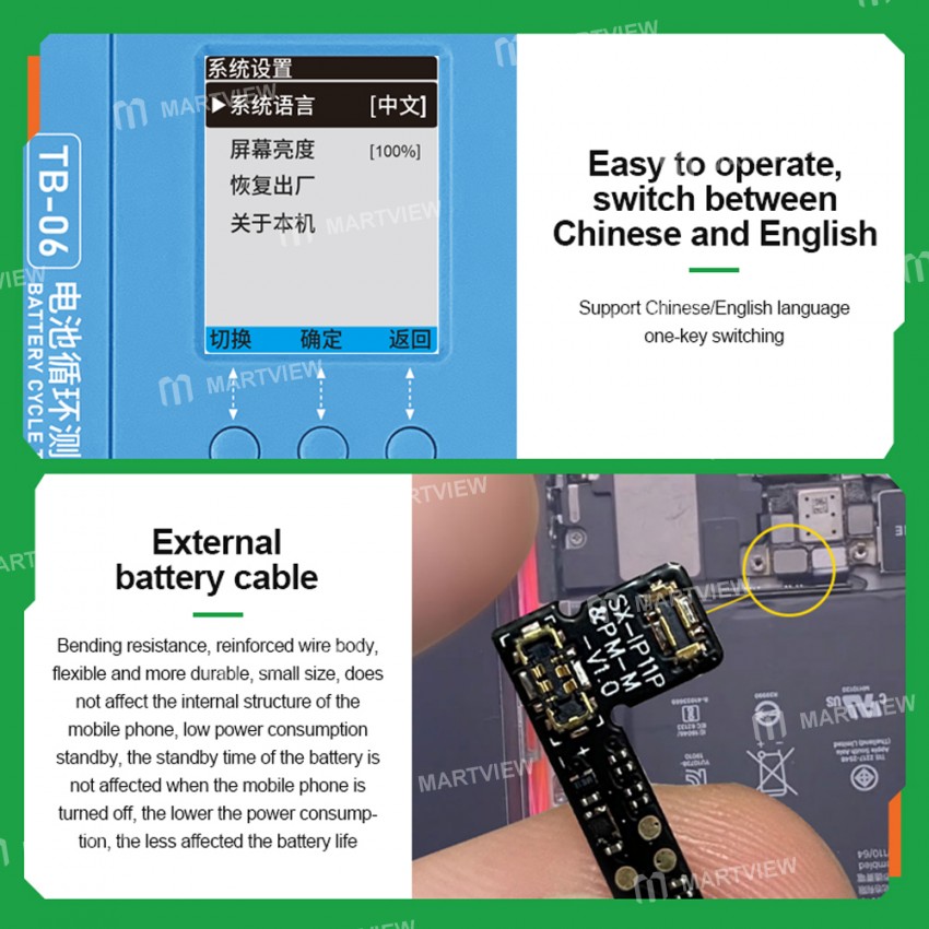 relife tb-06-single-and-dual-battery-cycle-tester-for-iphone-8-to-14-pro-max-battery-data-repair-15