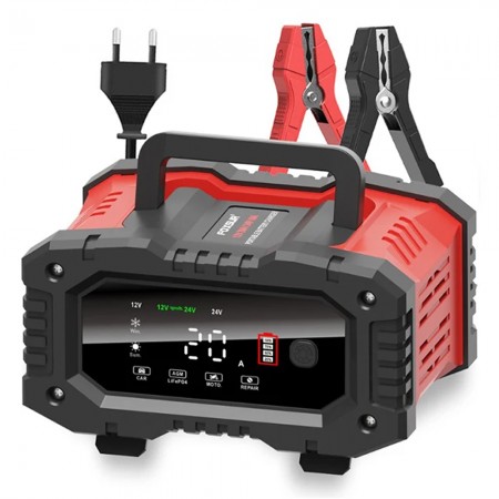 Foxsur FPT-200 12V / 24V 10A Smart Lead Acid Battery Reconditioning Charger for Car / Motorcycle