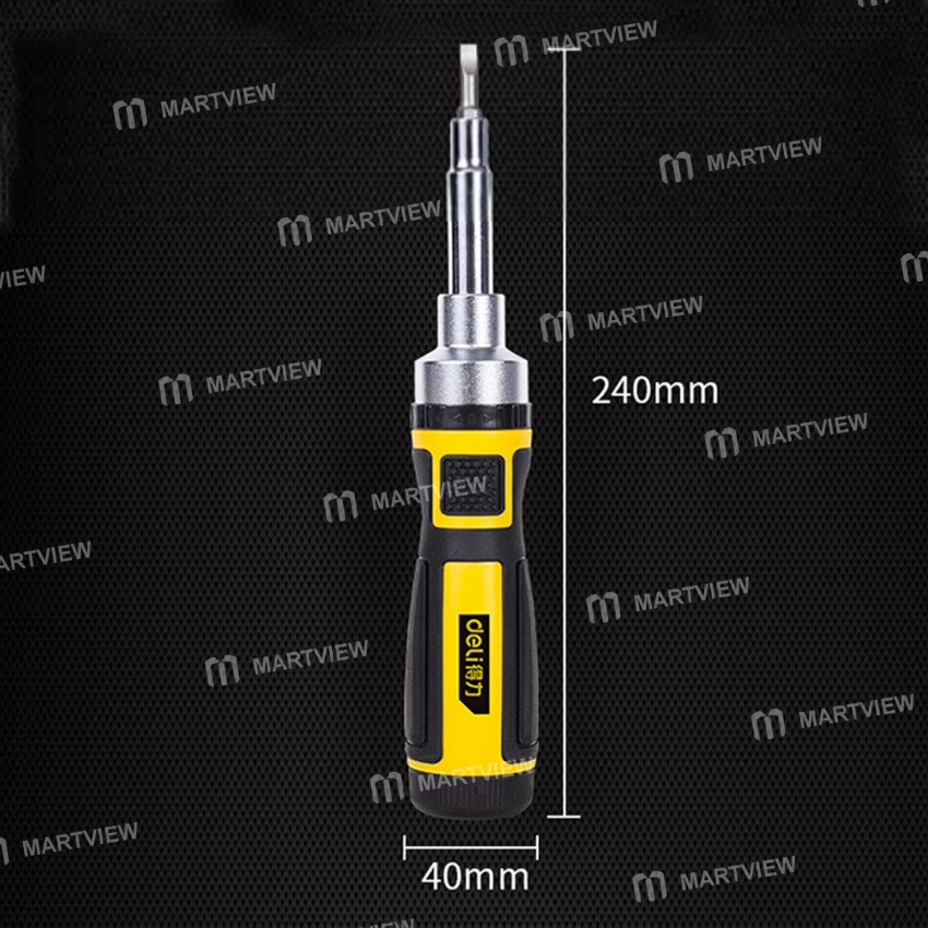 Deli DL260016 16-in-1 Three-Way Adjustable Chrome Vanadium Steel Ratchet Screwdriver