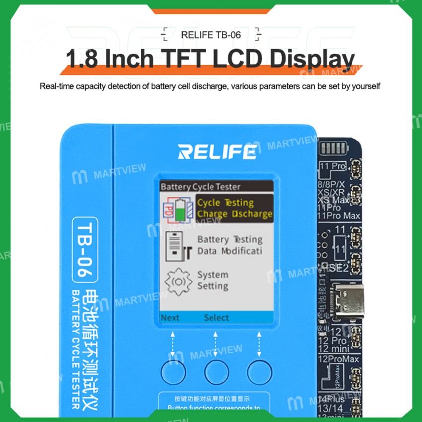 relife tb-06-single-and-dual-battery-cycle-tester-for-iphone-8-to-14-pro-max-battery-data-repair-10