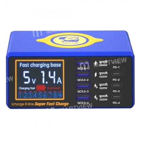 Mechanic iCharge 8Max 8-Port QC 3.0 Wireless Intelligent Super Fast Charge Station with LCD Display