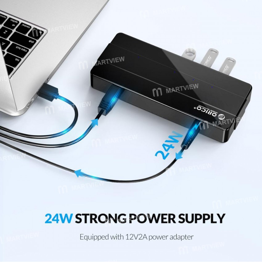 Orico H7928-U3 7-Port Superspeed USB 3.0 HUB with 12V Power Adapter for Desktop Computer Laptop