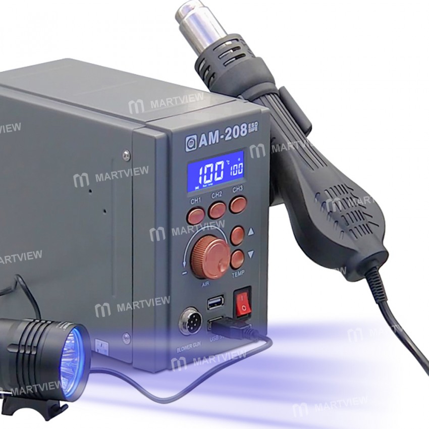 amaoe am-208-large-air-volume-temperature-adjustment-digital-display-hot-air-gun-desoldering-station