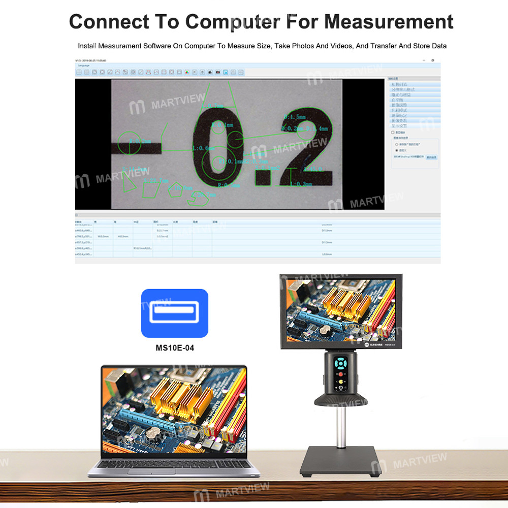 sunshine ms10e-04-4k-hd-digital-microscope-with-universal-stand-10-inch-large-display-for-motherboar