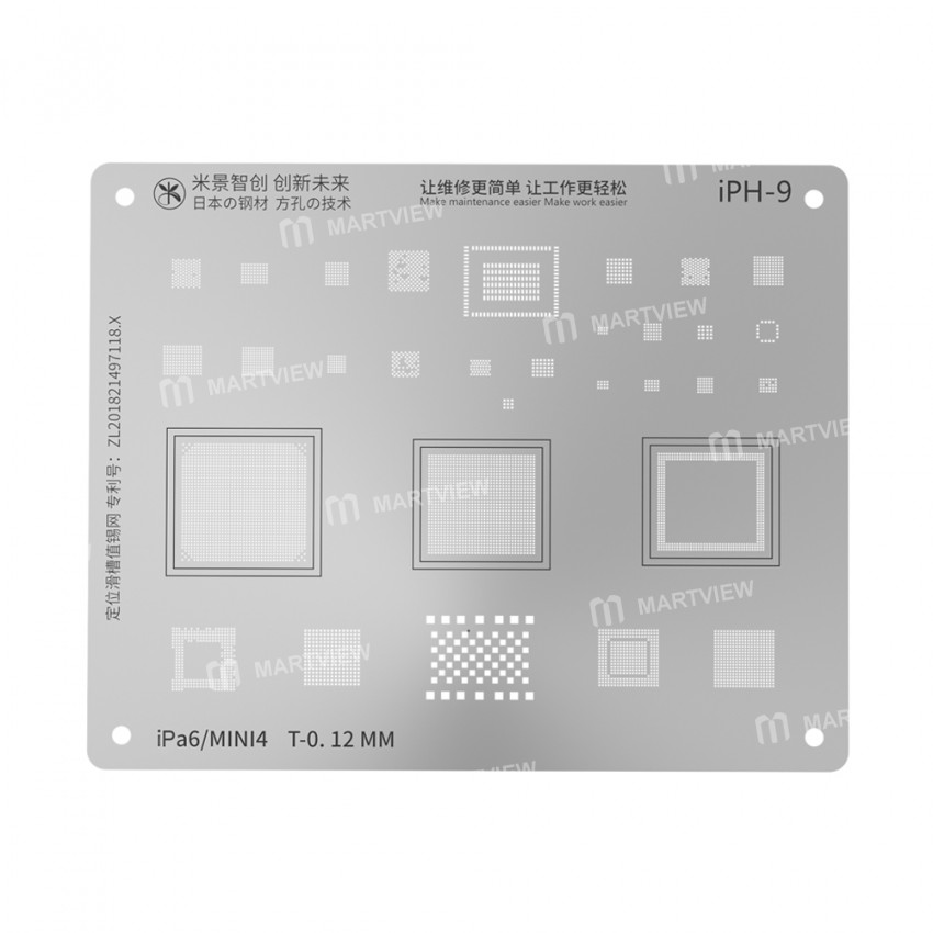 MiJing Reballing Stencil Plant Tin Steel Net for iPad 6 / iPad mini 4