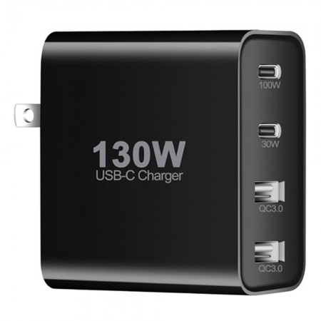 130W 4-Ports Type-C Fast Charging Station with QC3.0 & PD Charging for Mobile Phone / Notebook