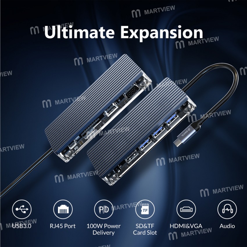 orico wb-series-type-c-to-multiple-interfaces-transparent-hub-9