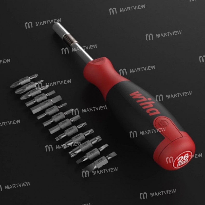 Wiha 26-in-1 Hidden Magazine Screw Driver Kit with Chrome Vanadium Steel Dual-end Bits