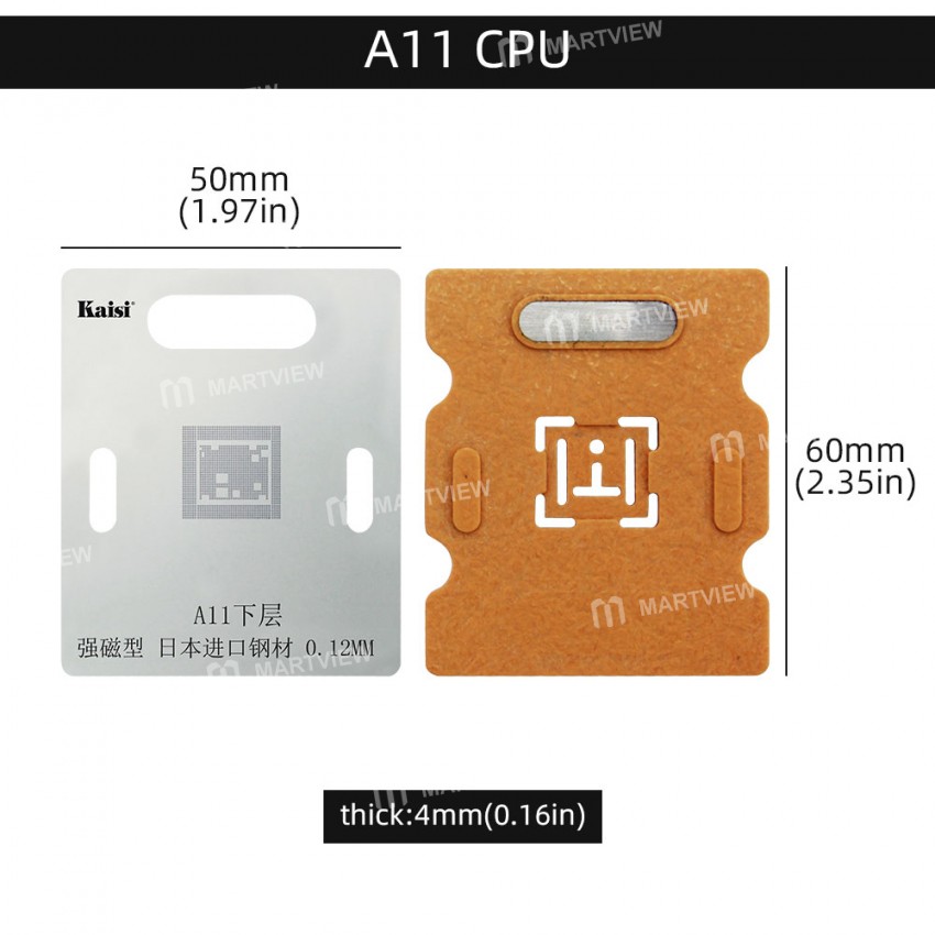 Kaisi Bottom Layer BGA Reballing Stencil Planting Tin Platform for Apple A10 to A14 CPU