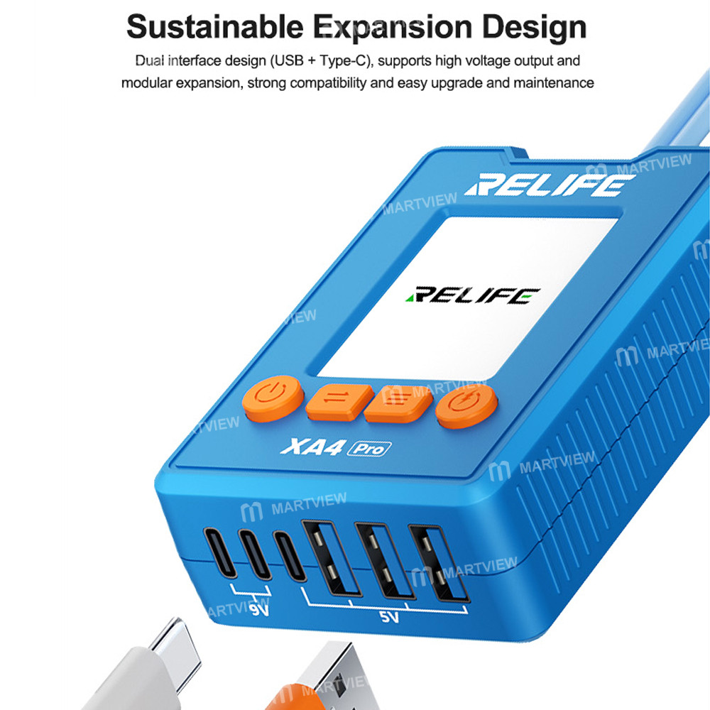 relife xa4-pro-one-touch-hd-display-power-cable-with-usb-type-c-dual-interface-for-iphone-8g-17pm-11