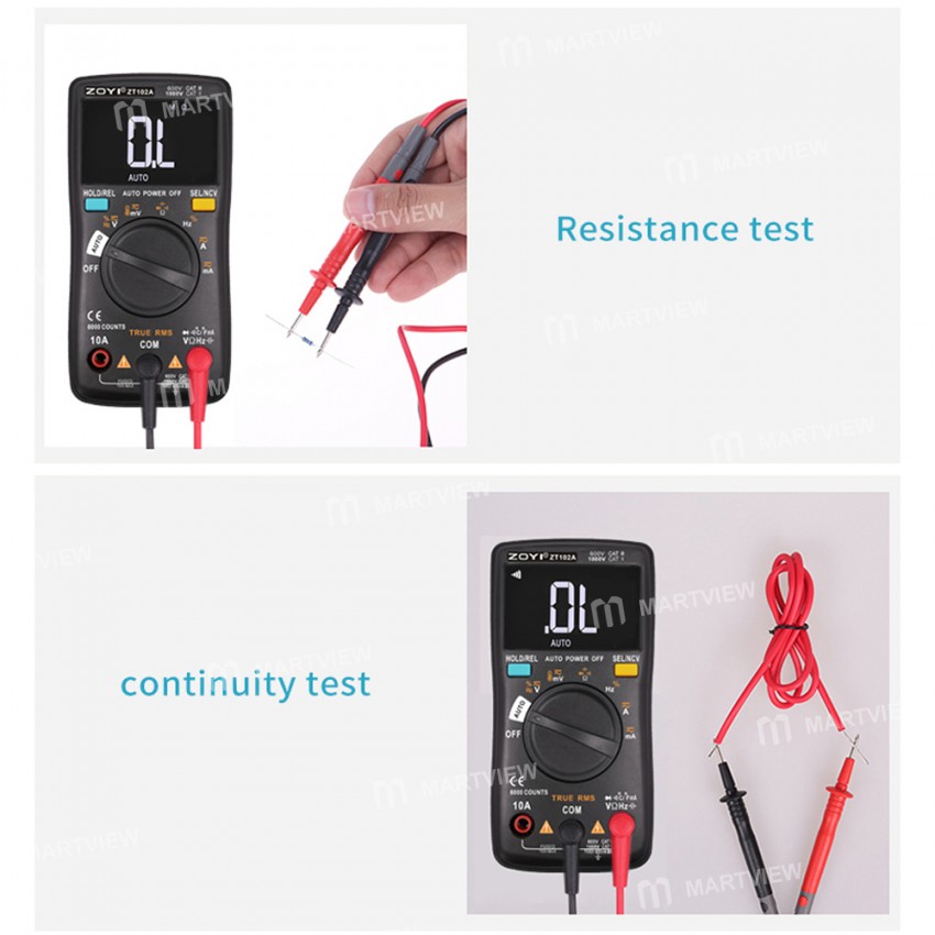 Zoyi ZT102A High-precision Automatic Range Intelligent Anti-burn NCV AC / DC Digital Multimeter