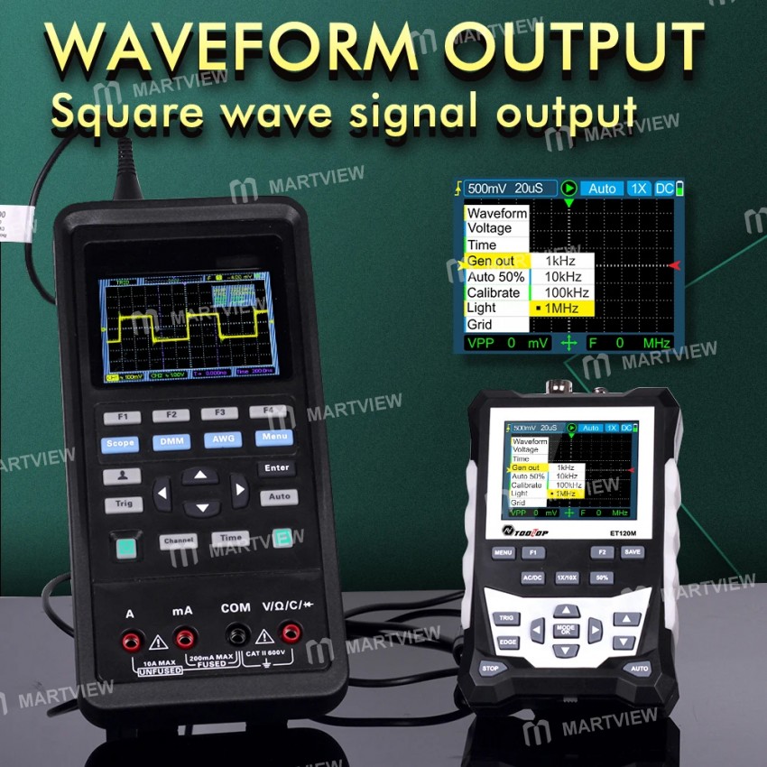 tooltop et120m-500msa-s-sampling-rate-120mhz-bandwidth-digital-oscilloscope-with-backlight-hd-screen