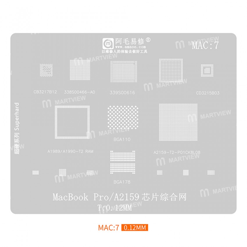 Amaoe MAC Series 9-in-1 BGA Reballing Stencil Set for MacBook