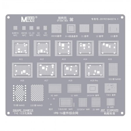 MaAnt WiFi / Baseband / CPU / NFC Comprehensive BGA Reballing Stencil for iPhone 8 to 16Pro Max