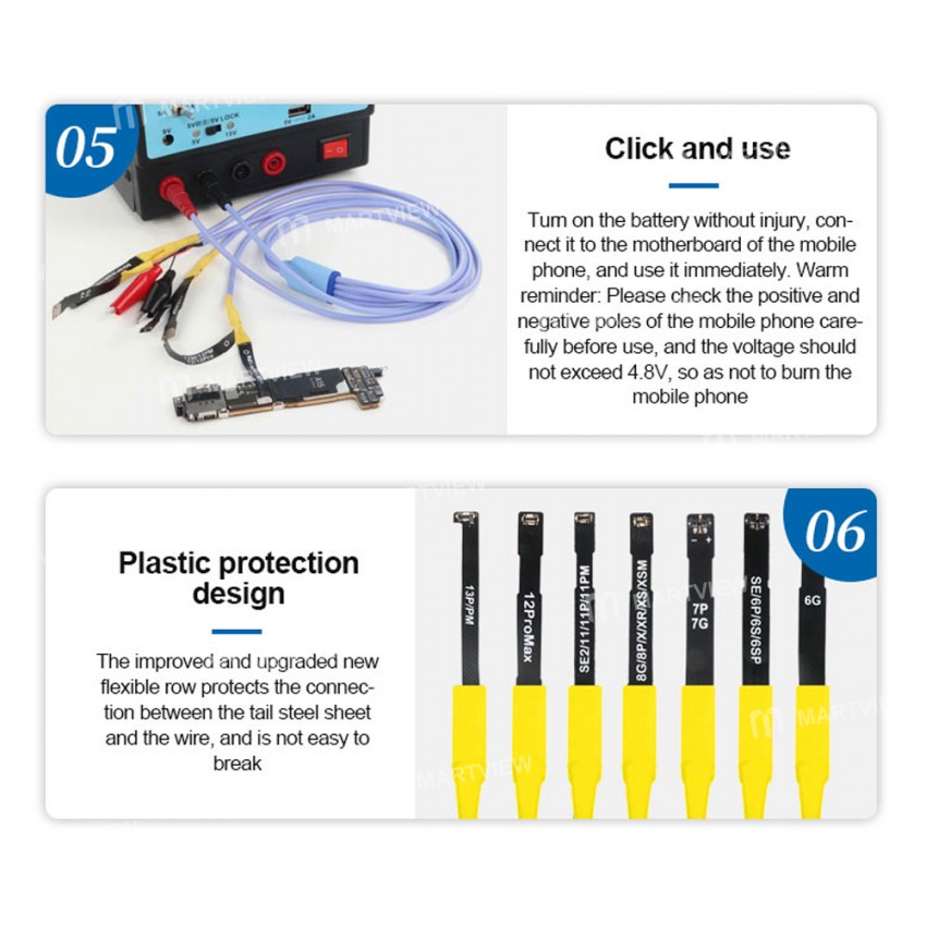 Sunshine SS-908B V7.0 Snap-to-use Flexible FPC Power Cable for iPhone 6-13 Series Repair