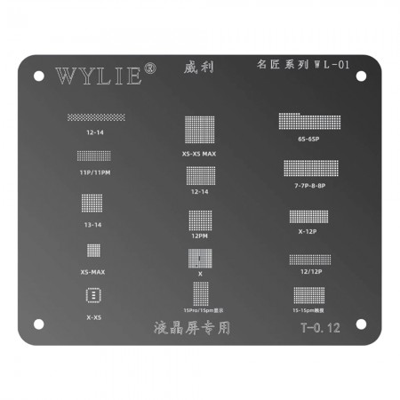 Wylie WL-01 LCD Display Screen IC Specialized BGA Reballing Stencil for iPhone 6S to 15Pro Max