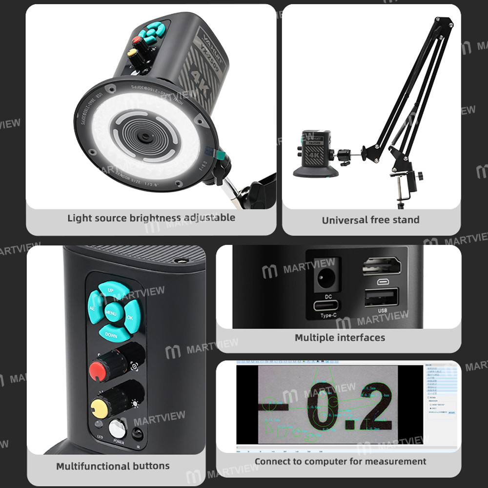 yaxun yx-2509-sony-829mp-cmos-sensor-measurement-4k-electron-microscope-with-universal-stand-7