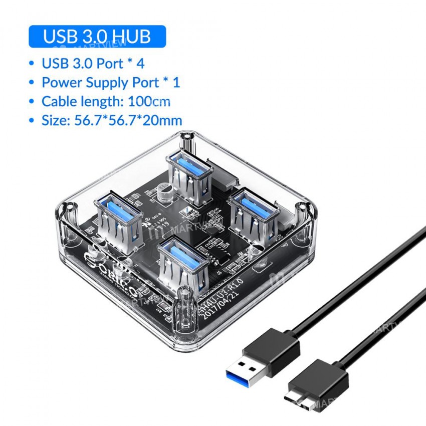 Orico MH4U-U3 4 Ports Transparent HUB USB3.0 Splitter