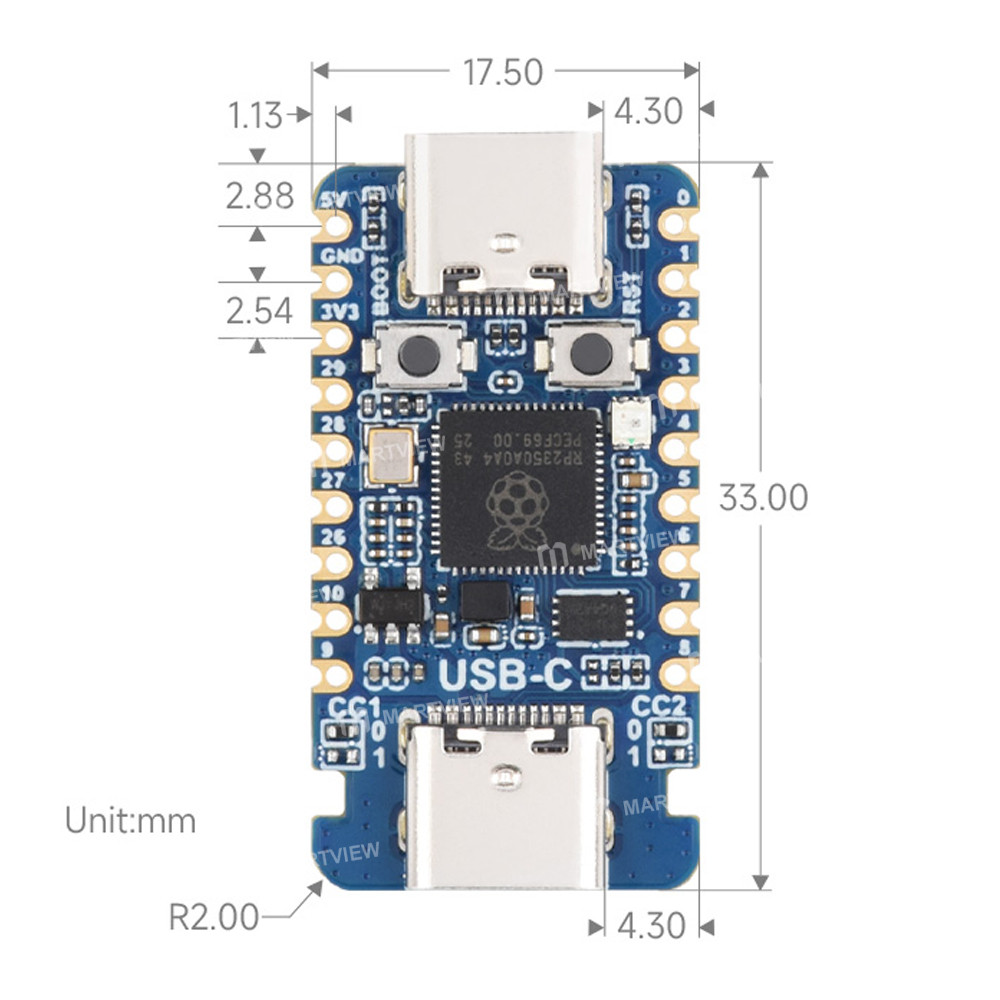 rp2350 usb-c-rp2350-usb-cm-mini-development-board-with-type-c-port-based-on-raspberry-pi-rp2350a-9