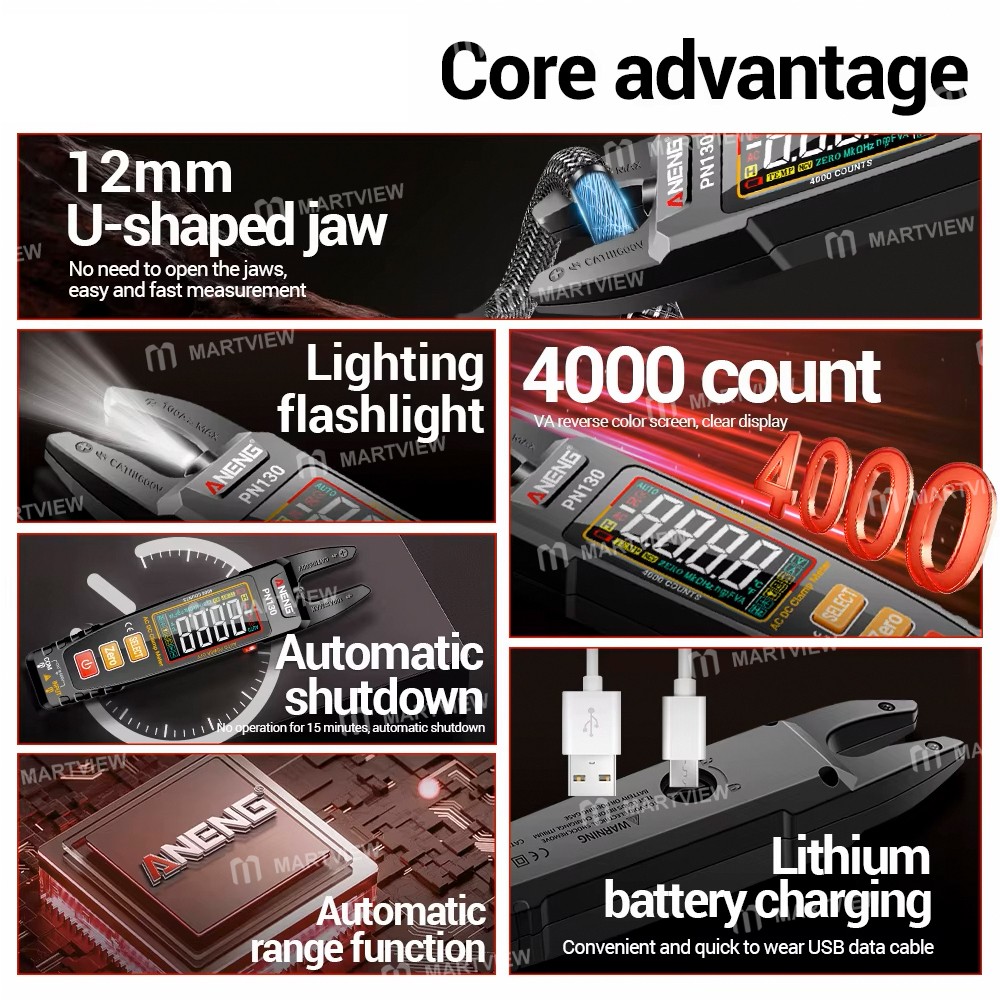 aneng pn130-100a-color-display-u-type-clamp-plier-multimeter-with-ncv-capacitor-detect-12