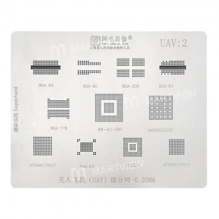 Amaoe UAV:2 BGA Reballing Stencil Net for Drone BGA96 BGA60 BGA200 BGA84 BGA178 BGA63 A9-A1-RH DM365ZCE30 STM32F BGA63