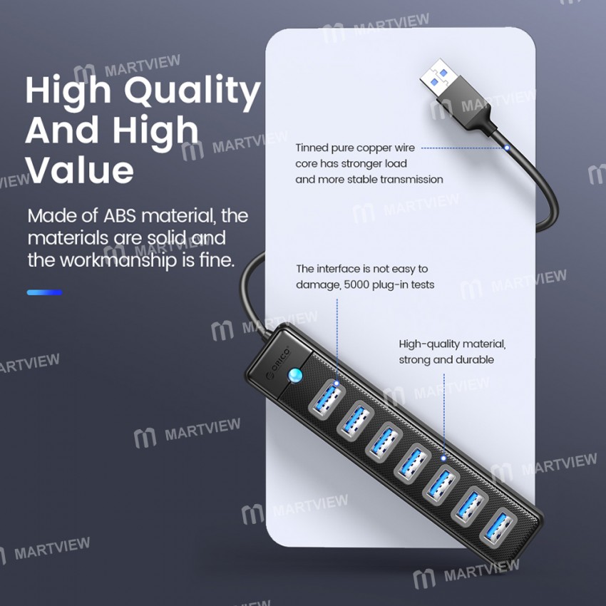 orico pw7u-u3-7-port-usb-30-5gbps-high-speed-transmission-hub-6