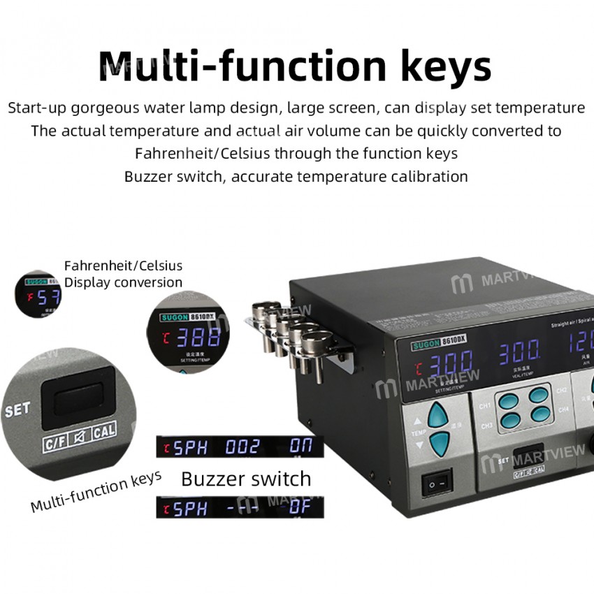 SUGON 8610DX 1000W Hot Air Rework Station LED Display Lead-Free Heat Gun Microcomputer Temperature A