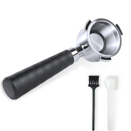 51mm Bottomless Naked Portafilter Filter Basket with 3 Ears Stainless Steel Replacement Parts Handle Cleaning Brush & Spoon for EC80 EC685 EC885 Machines - 2Pcs