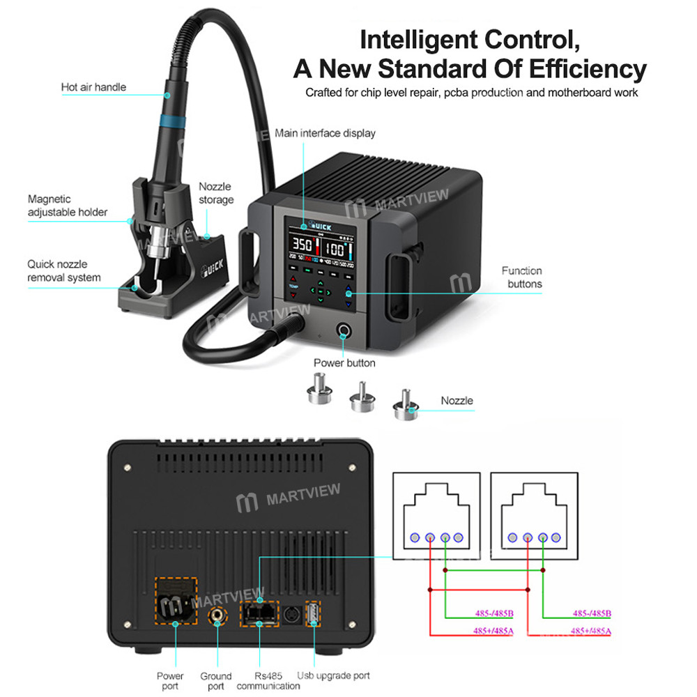 quick 861pro-max-1300w-intelligent-hot-air-rework-station-for-chip-level-repair-pcba-production-supp