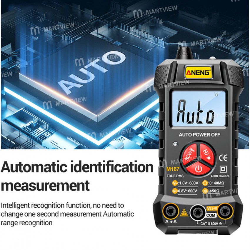 Aneng M167 4000 Counts Professional True RMS Digital Multimeter with Flashlight