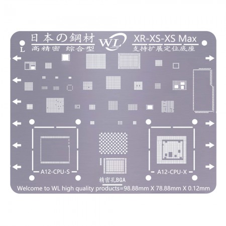 WL 0.12MM Multi-Function BGA Reballing Stencil Plant Tin Steel Net With CPU Holes for iPhone Xs / XR / Xs Max