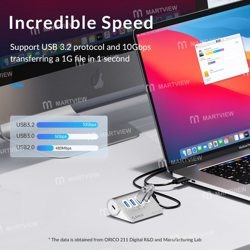 rico m3u4-series-aluminum-alloy-4-port-usb-32-10gbps-hub-with-pd-charging-for-macbook-7