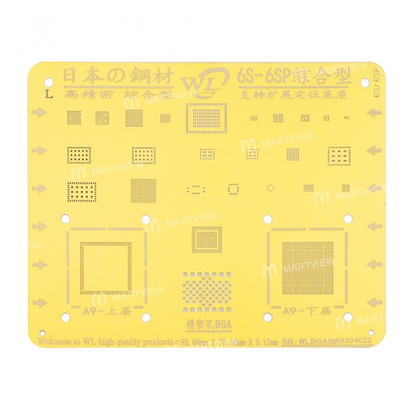 WL Gold BGA CPU IC Reballing Stencil Tin Net for iPhone 6S / 6S Plus