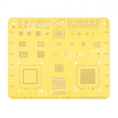 WL Gold BGA CPU IC Reballing Stencil Tin Net for iPhone 6S / 6S Plus
