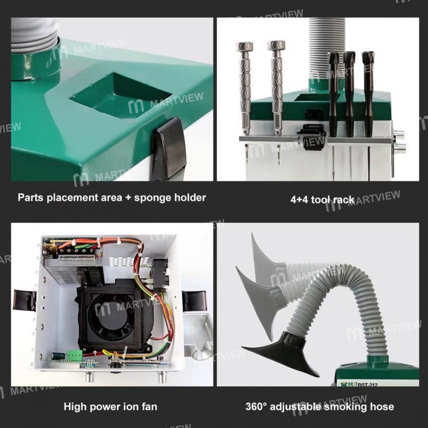 BST-212 150W Powerful Smoke Purifier With Electric Soldering Iron for Welding Purifying Filtering