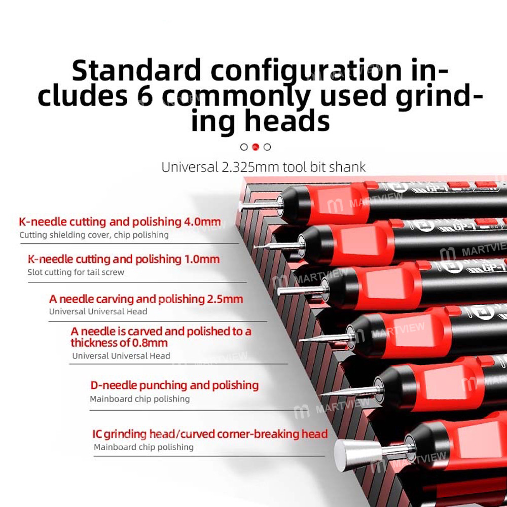 jtx gp-1-type-c-5-speed-regulation-torque-polishing-pen-with-6pcs-grinding-head-for-chip-polishing-5