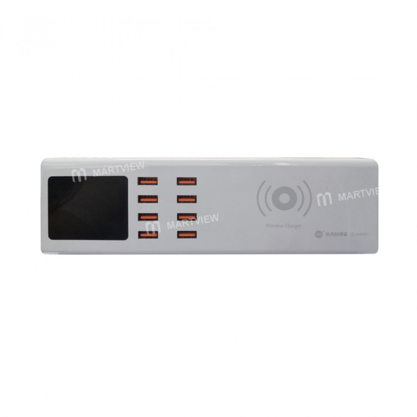 Sunshine SS-309WD LED Display Intelligent Wireless Charger with 8 Port Smart USB Charger
