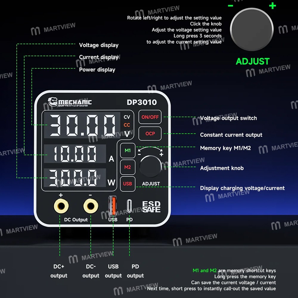 mechanic dp3010-30v-10a-high-power-wide-voltage-mini-multi-functional-power-supply-8