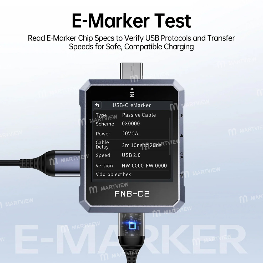 fnirsi fnb-c2-20-bit-high-precision-adc-4-50v-usb-pd-31-type-c-fast-charging-tester-supports-e-marke