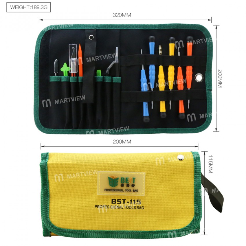 BEST-115 14-in-1 Multi-purpose Opening Mobile Phone Screen Repair Hand Tool Set