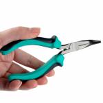 Pro'sKit PM-755 S45C Steel Anti-skid Small Curved Needle Nose Pliers